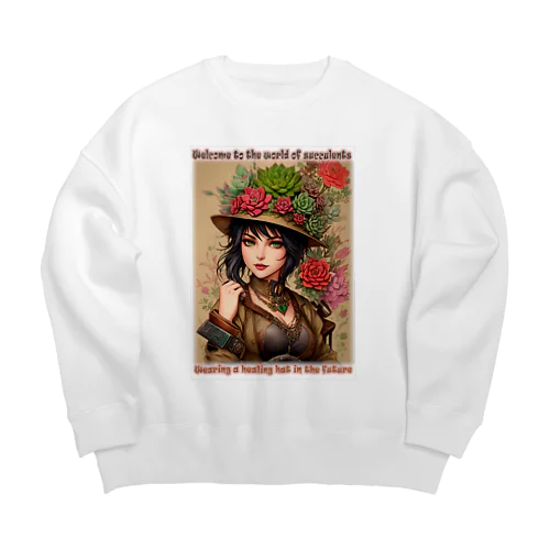 多肉植物ショップの店員 Big Crew Neck Sweatshirt