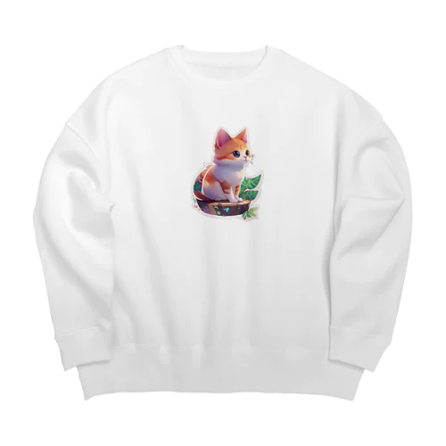 キュートな猫 Big Crew Neck Sweatshirt