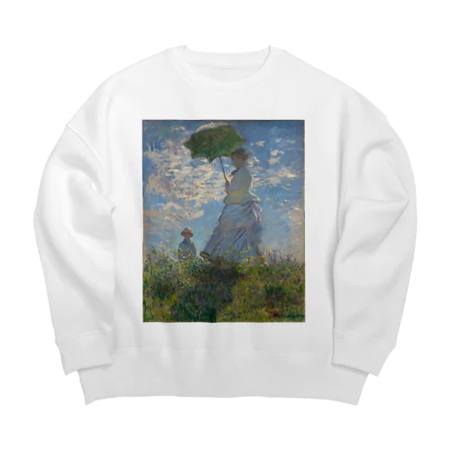 散歩、日傘をさす女性 / Woman with a Parasol - Madame Monet and Her Son Big Crew Neck Sweatshirt