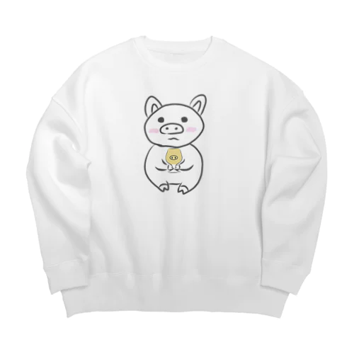 乾杯待ちのぶた　カラーver. Big Crew Neck Sweatshirt