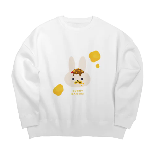 カレーだいすきウサギ Big Crew Neck Sweatshirt