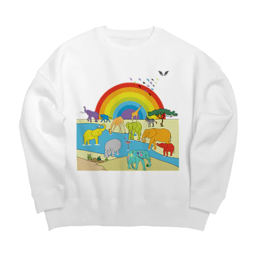 サファリの象たち Big Crew Neck Sweatshirt