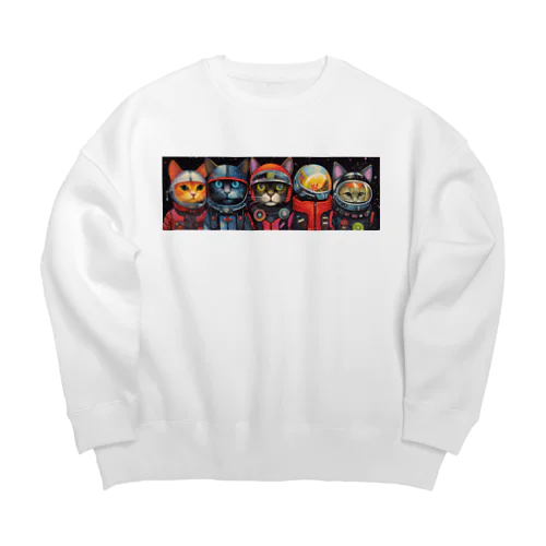 勇気ある5人のネコ探検家たち Big Crew Neck Sweatshirt