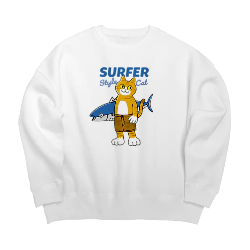 サーファーっぽいネコ Big Crew Neck Sweatshirt