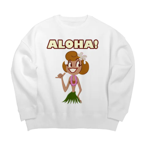 ALOHA Hula Girl Big Crew Neck Sweatshirt