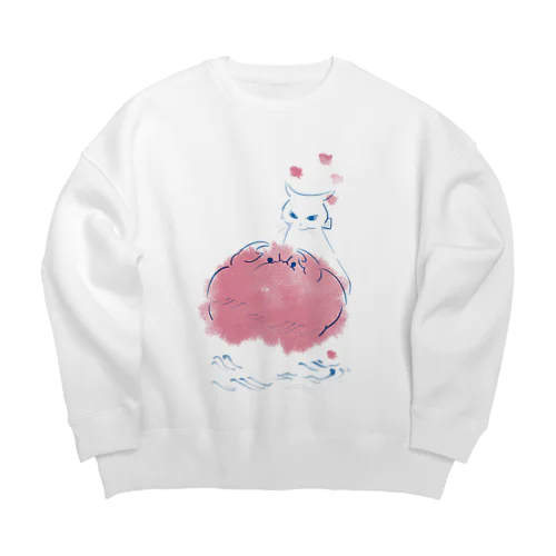 毛ガニと猫 Big Crew Neck Sweatshirt