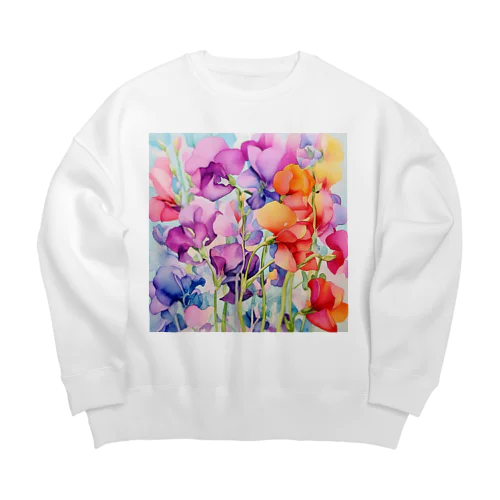 カラフルなスイトピー Big Crew Neck Sweatshirt