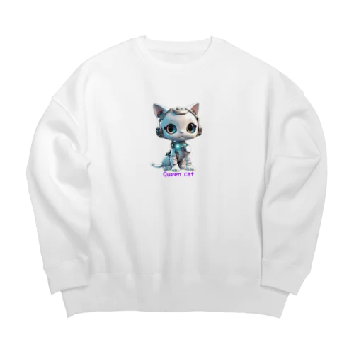 Queen Cat-Roid Big Crew Neck Sweatshirt