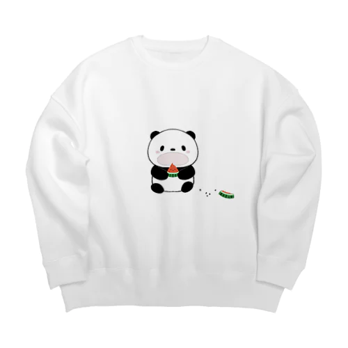 スイカを食べるパンダ Big Crew Neck Sweatshirt