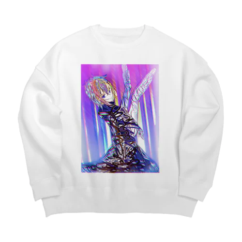 ステンドグラス風男の子（銀） Big Crew Neck Sweatshirt