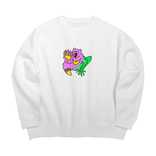 くま吉がえる Big Crew Neck Sweatshirt