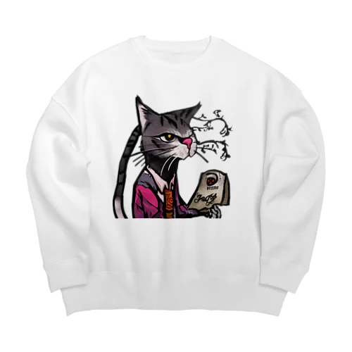 くつろぐ猫 Big Crew Neck Sweatshirt