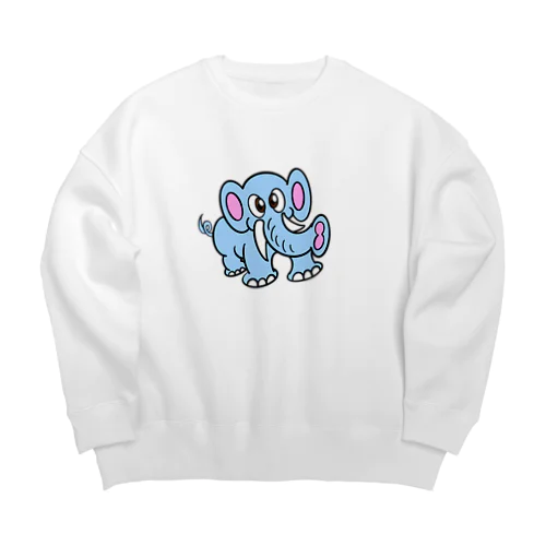 0001・青いぞうさん（じゅうにブランド） Big Crew Neck Sweatshirt