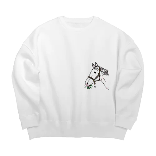 あし毛のモグモグ馬 Big Crew Neck Sweatshirt