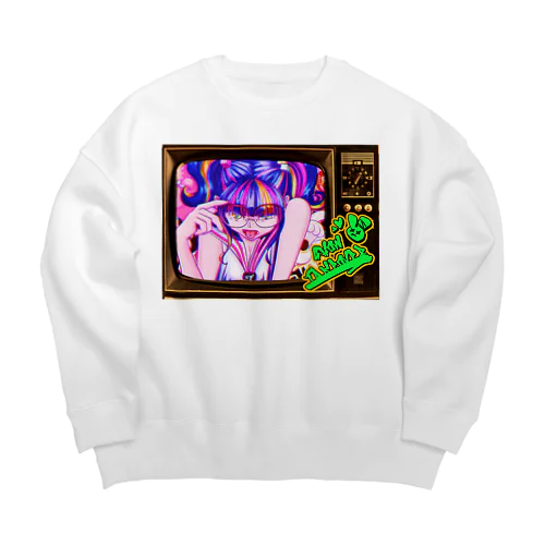 【昭和ヤンキー少女】レトロTV Ver. Big Crew Neck Sweatshirt