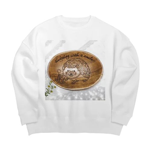 笑うハリネズミとタンポポの綿毛. Big Crew Neck Sweatshirt