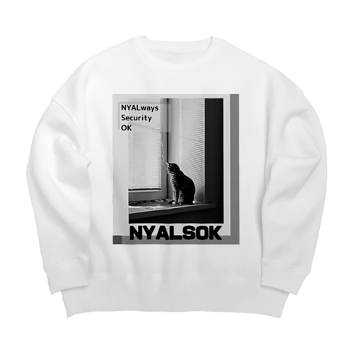 にゃるそっく🐈NYALSOK（モノトーン） Big Crew Neck Sweatshirt