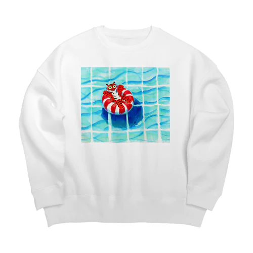 プールのトラちゃん Big Crew Neck Sweatshirt