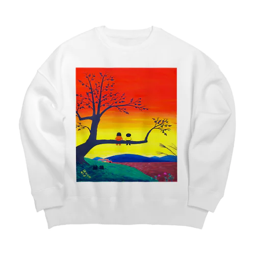 アートとメルヘンと創作の森　ノスタルジック　絵画　茜色の空　秋野あかね Big Crew Neck Sweatshirt