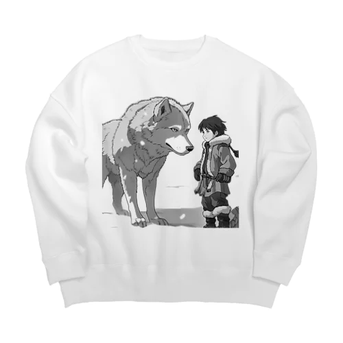 雪原の少年とオオカミ Big Crew Neck Sweatshirt