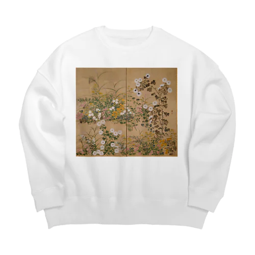 日本画：尾形光琳_秋草図 右隻 Big Crew Neck Sweatshirt