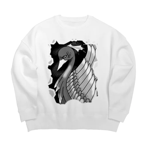 不死鳥アート　モノクロ Big Crew Neck Sweatshirt