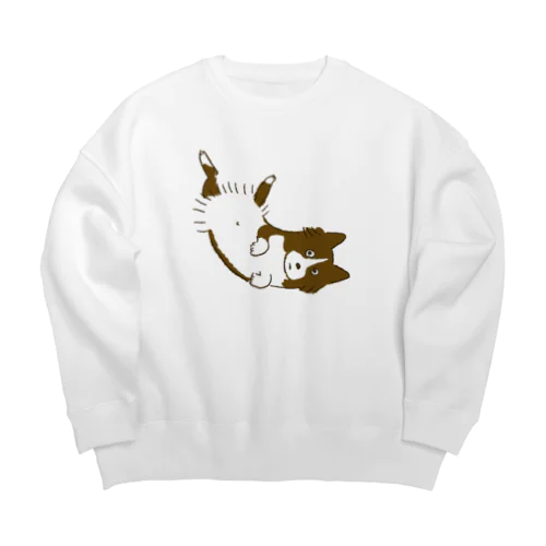 へそてんいぬ(茶) Big Crew Neck Sweatshirt