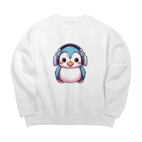 ヘッドホンを付けているペンギン Big Crew Neck Sweatshirt