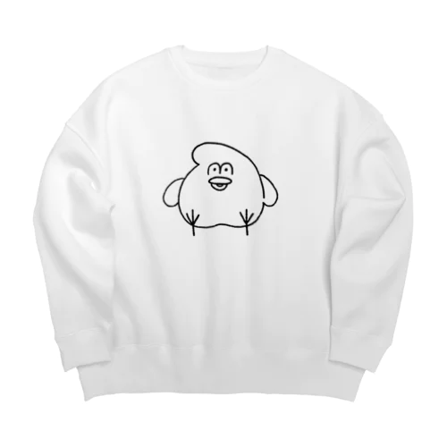 とりもち(モノクロ) Big Crew Neck Sweatshirt