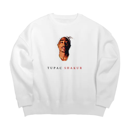 2PAC TUPAC SHAKUR FACE イラストデザイン Big Crew Neck Sweatshirt