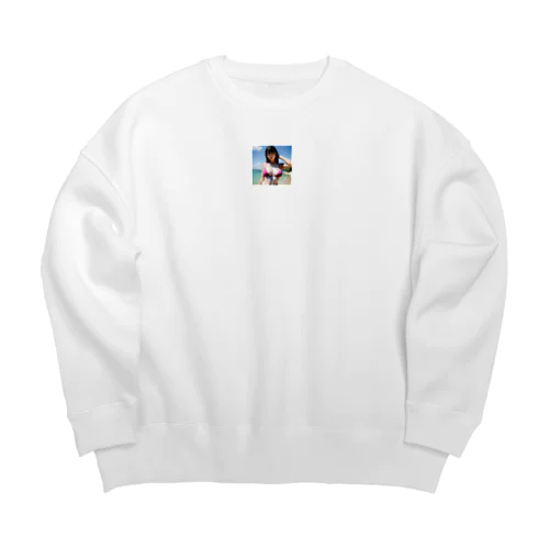 夏のビーチのハイビスカスちゃん Big Crew Neck Sweatshirt