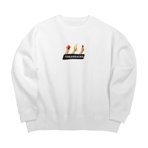 つかみがちー全員集合ももバナナいちごー黒 Big Crew Neck Sweatshirt