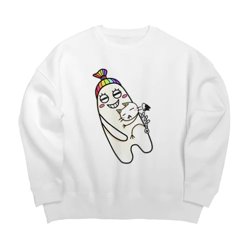 ニーヤモとほねこ Big Crew Neck Sweatshirt