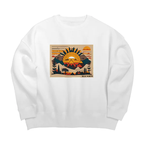 【BLUE NORTH】ネイティブアメリカン風デザイン Big Crew Neck Sweatshirt