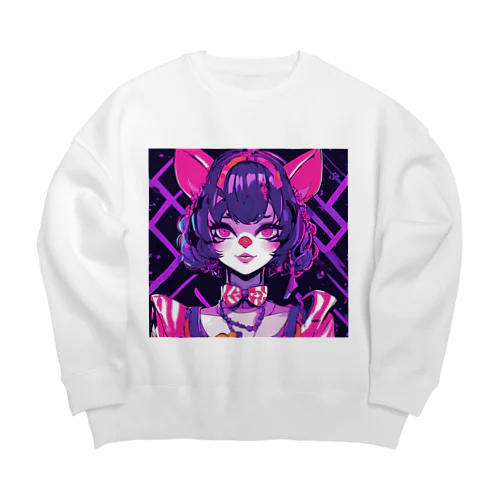 パンクビビッド・ピエロキャットレディ Big Crew Neck Sweatshirt