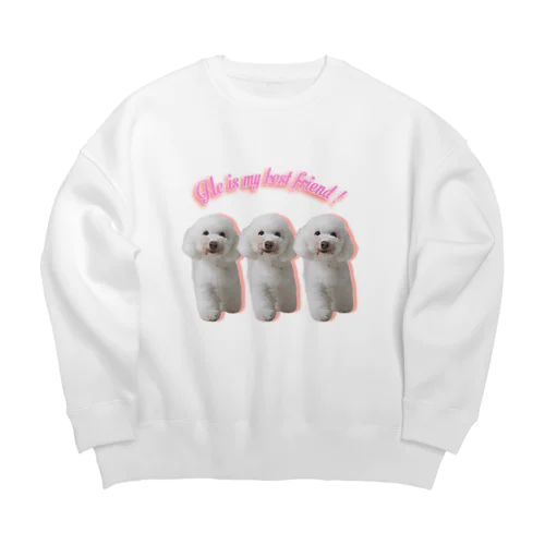 ピンクホワイト Big Crew Neck Sweatshirt