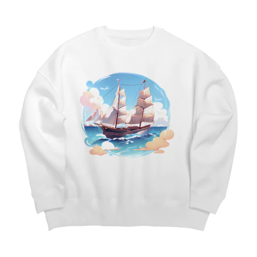 晴天の大海原と帆船 Big Crew Neck Sweatshirt