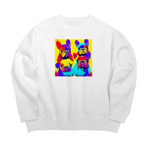 Vivid Quartet of French Bulldogs Big Crew Neck Sweatshirt