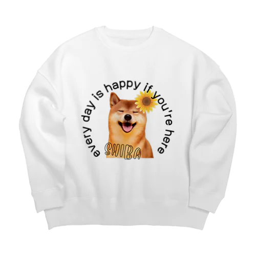 柴犬とひまわり Big Crew Neck Sweatshirt