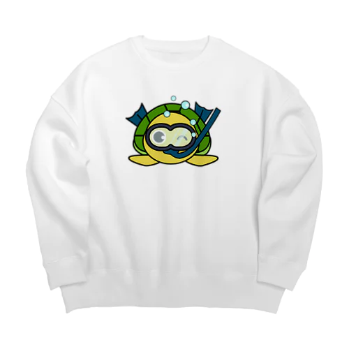 シュノーケリング亀ちゃん Big Crew Neck Sweatshirt