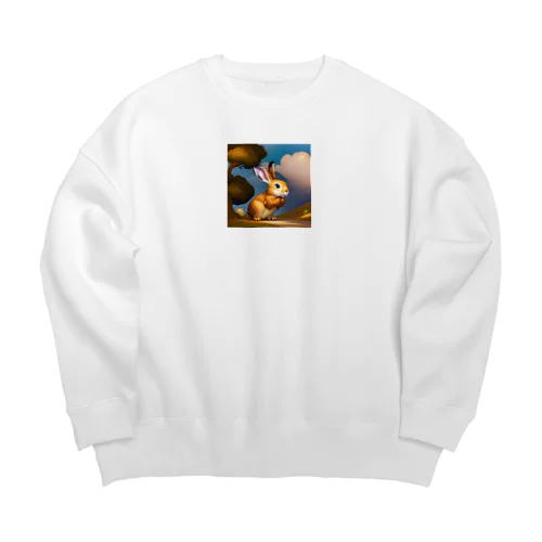 かわいいうさぎのイラストグッズ Big Crew Neck Sweatshirt