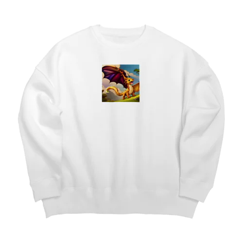 可愛い龍のイラストグッズ Big Crew Neck Sweatshirt