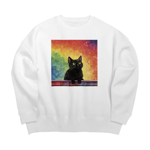 黒猫ビビ Big Crew Neck Sweatshirt