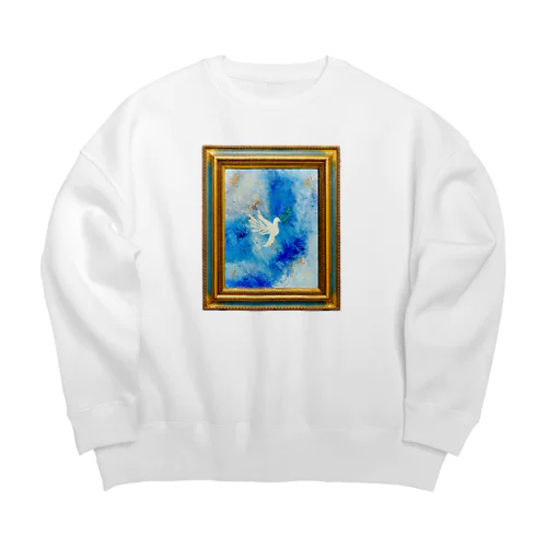 新しい地球へ飛び立つ平和のハト Big Crew Neck Sweatshirt