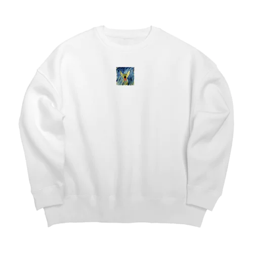 遠吠えするアート犬 Big Crew Neck Sweatshirt