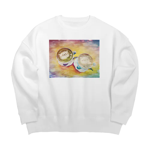 猫のラテアート Big Crew Neck Sweatshirt