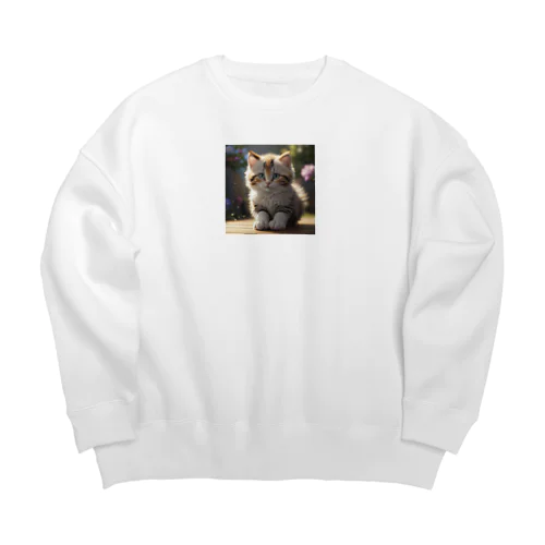 愛くるしい猫目線 Big Crew Neck Sweatshirt