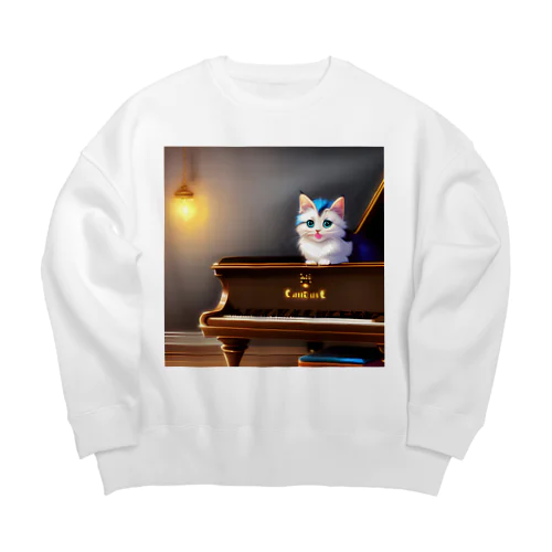 子猫ピアニスト-2 Big Crew Neck Sweatshirt