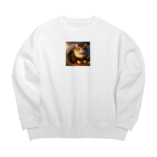 かわいい猫のイラストグッズ Big Crew Neck Sweatshirt