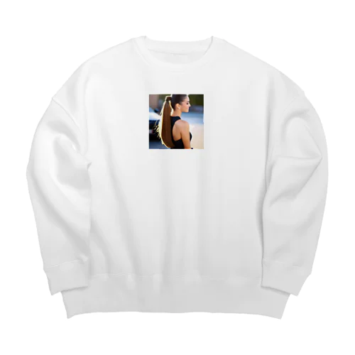 ポニーテールが素敵なAI美女のオリジナルグッズ Big Crew Neck Sweatshirt